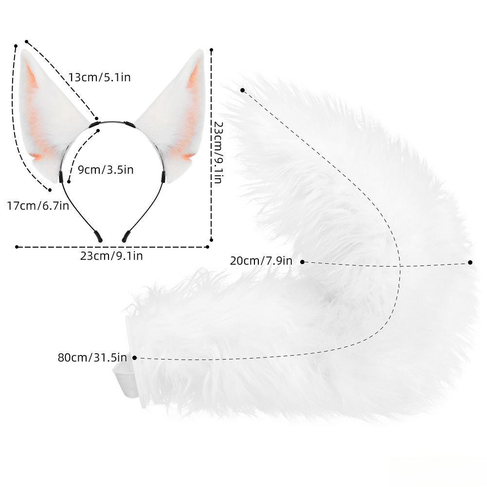 Tail Kemonomi Faux Fur Fox Ear - đánh giá và giá Cosplay Prop Kit