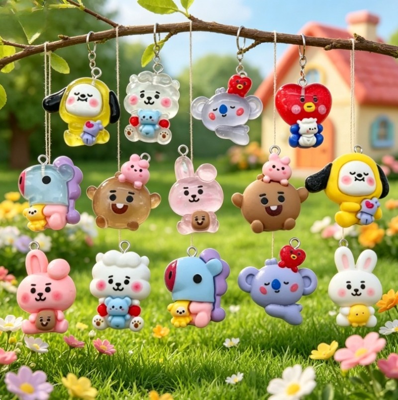 7pcs BT21 Resin Cartoon Charm  - đánh giá và giá Cosplay Prop Diy